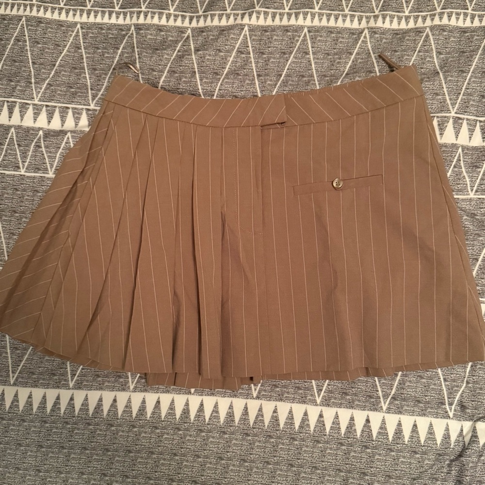 Zara Tan Pinstripe Mini Skirt